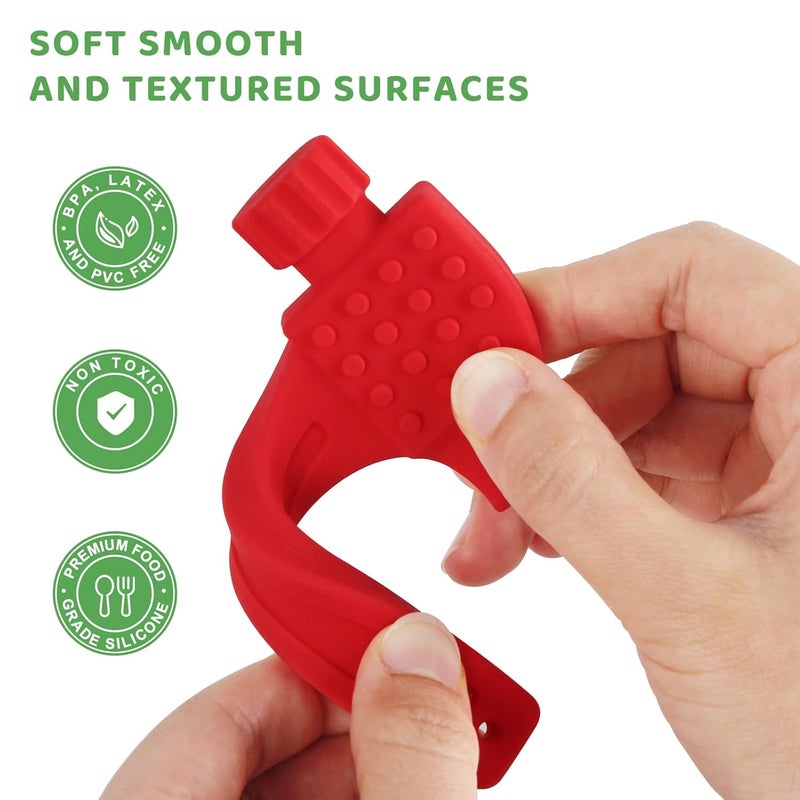 F-U Store 2 Pack Soft Silicone Teething Toys for Toddlers Hammer Spanner Tools Shape Baby Teethers Relief Soothe Babies Gums Set - Image 3